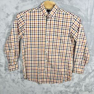 Orvis‎ Long Sleeve Plaid Button Up Shirt Mens Medium Frayed Cuff
